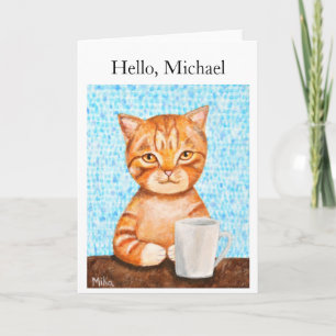 Aangepaste begroeting Funny Oranje Tabby Cat met k Kaart