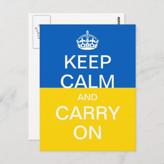 Aangepaste BEHOEFTE CALM en CARRY ON - Ukraine vla Briefkaart (Voorkant / Achterkant)