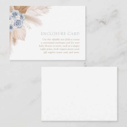 Aangepaste behuizing voor Boho Pampas Grass Baby s Informatiekaartje (Voorkant / Achterkant)