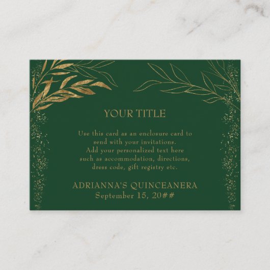 Aangepaste behuizing voor Emerald Green en Gold Le Informatiekaartje (Voorkant)