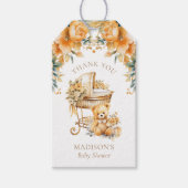 Aangepaste beige & gouden wieg baby shower cadeaulabel (Voorkant)