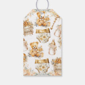 Aangepaste Beige & Gouden Wieg Baby Shower Cadeaulabel (Achterkant)