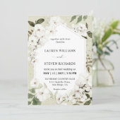 Aangepaste Beige Grijs Wit Orchidee Lijst Wedding Kaart (Staand voorkant)