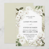 Aangepaste Beige Grijs Wit Orchidee Lijst Wedding Kaart (Voorkant / Achterkant)