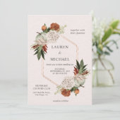 Aangepaste Beige Herfst Zest Flower Wedding Kaart (Staand voorkant)