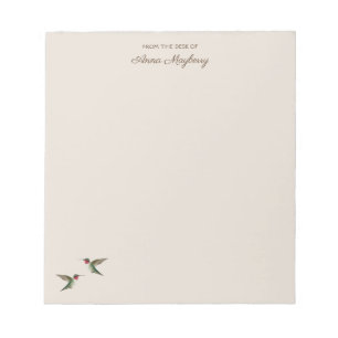 Aangepaste beige Hummingbird-laptop Notitieblok
