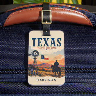 Aangepaste Beige Nostalgische USA Texas Cowboy Ran Bagagelabel