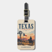 Aangepaste Beige Nostalgische USA Texas Cowboy Ran Bagagelabel (Voorkant verticaal)