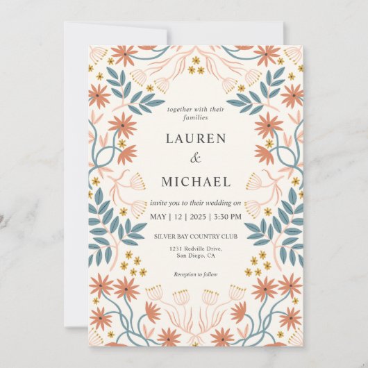 Aangepaste Beige Roze Perzik Terracotta Blossom We Kaart (Voorkant)