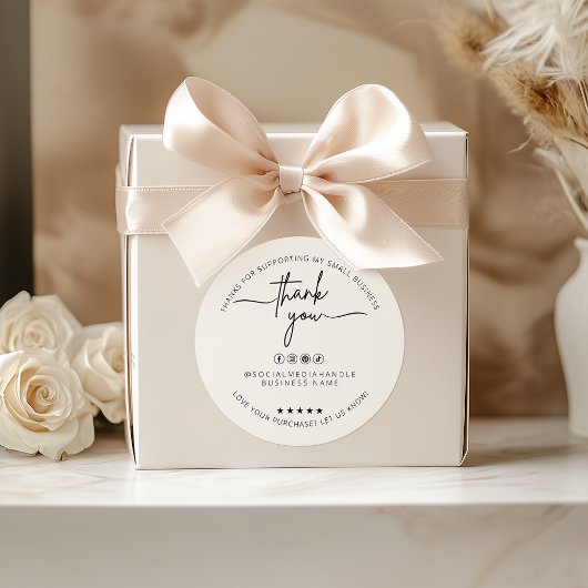 Aangepaste Beige Sticker Bedankt Label Packaging