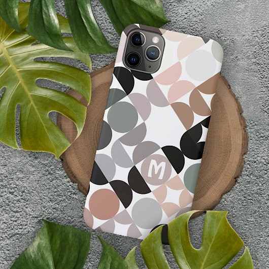 Aangepaste beige Tan Grey Blauwgroen Black Green R iPhone Hoesje