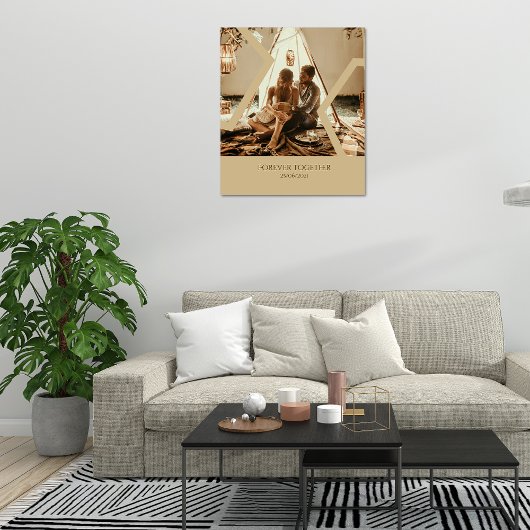 Aangepaste Beige trouwdatum Stretched Canvas