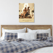 Aangepaste Beige trouwdatum Stretched Canvas Afdruk (Insitu (Slaapkamer))
