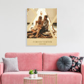 Aangepaste Beige trouwdatum Stretched Canvas Afdruk (Insitu (Woonkamer))
