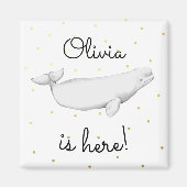 Aangepaste Beluga Whale New Baby Shower Magneet (Voorkant)