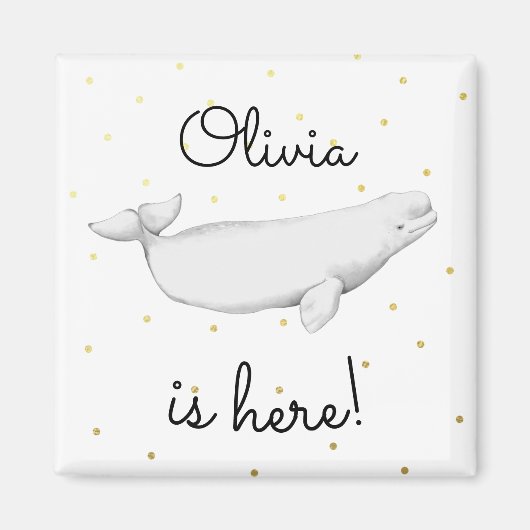 Aangepaste Beluga Whale New Baby Shower Magneet (Voorkant)