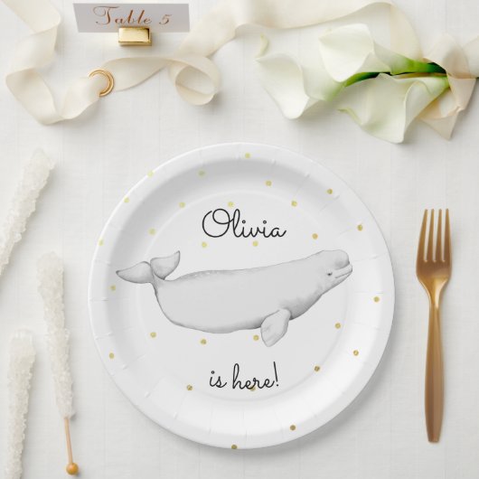 Aangepaste Beluga Whale New Baby Shower Papieren Bordje (Huwelijk)