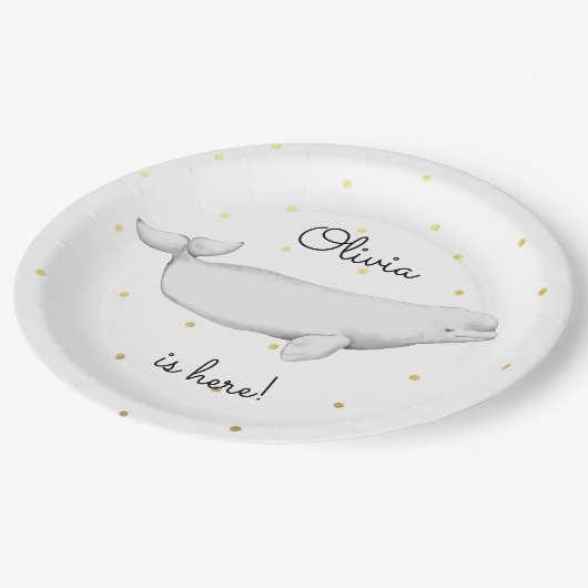 Aangepaste Beluga Whale New Baby Shower Papieren Bordje (Gekanteld)