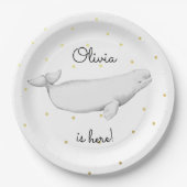 Aangepaste Beluga Whale New Baby Shower Papieren Bordje (Voorkant)