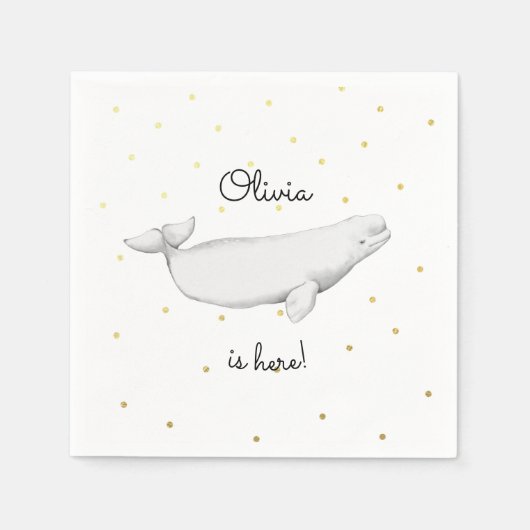 Aangepaste Beluga Whale New Baby Shower Servet (Voorkant)