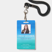 Aangepaste bemanningsbarcode evenement Blauwe Badg Badge (Voorzijde met lanyard)