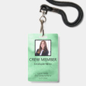 Aangepaste bemanningslid barcode evenement groen b badge (Voorzijde met lanyard)