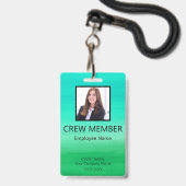 Aangepaste bemanningslid barcode evenement groen badge (Voorzijde met lanyard)
