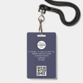 Aangepaste bemanningslid QR-code evenement Blauwe  Badge (Achterkant met lanyard)