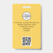 Aangepaste bemanningslid QR-code evenement gele ba Badge (Achterkant)