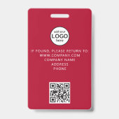 Aangepaste bemanningslid QR-code evenement rode ba Badge (Achterkant)