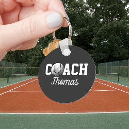 Aangepaste benaming Tennis Coach Typografie Gepers Sleutelhanger