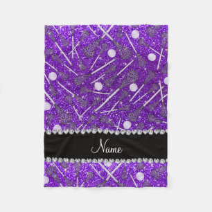 Aangepaste benaming voor paarse glitterlacrossesti fleece deken