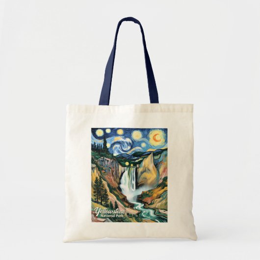 Aangepaste benedenwaterval Yellowstone Van Gogh Kl Tote Bag (Voorkant)