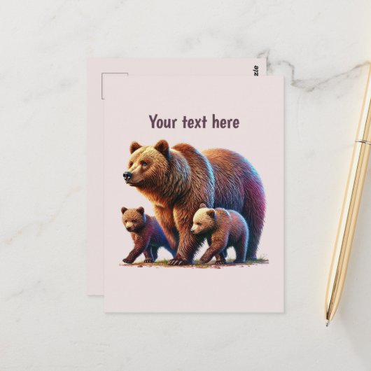 Aangepaste berenliefhebbers  briefkaart (Voorkant / Achterkant in situ)