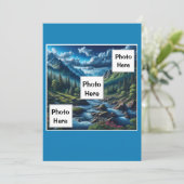 Aangepaste bergscène met foto feestdagenkaart (Staand voorkant)