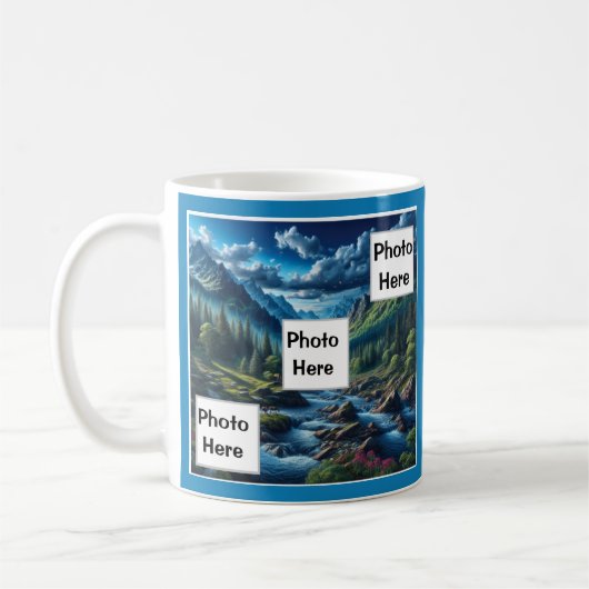 Aangepaste bergscène met foto koffiemok (Links)