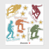 Aangepaste Bericht 5 Skateboarders Skaters Sticker (Vel)