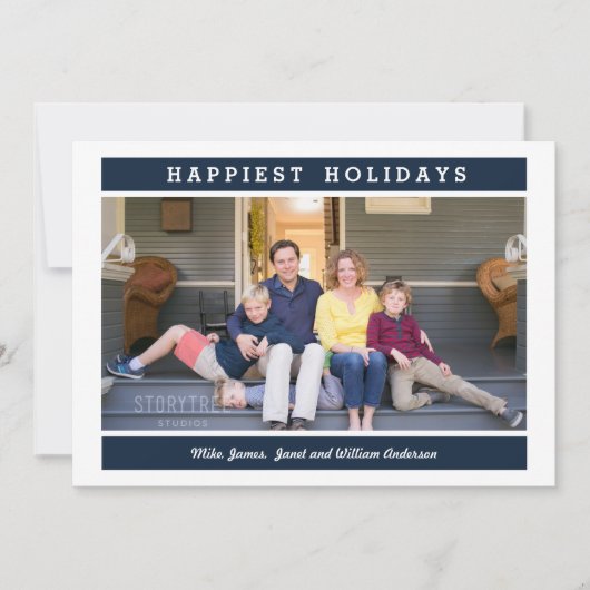 Aangepaste Bericht | Blauw | Kerst foto Kaart (Voorkant)