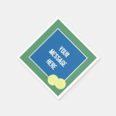 Aangepaste bericht Blauwe Tennisbaan met Gele Ball Servet (Hoek)