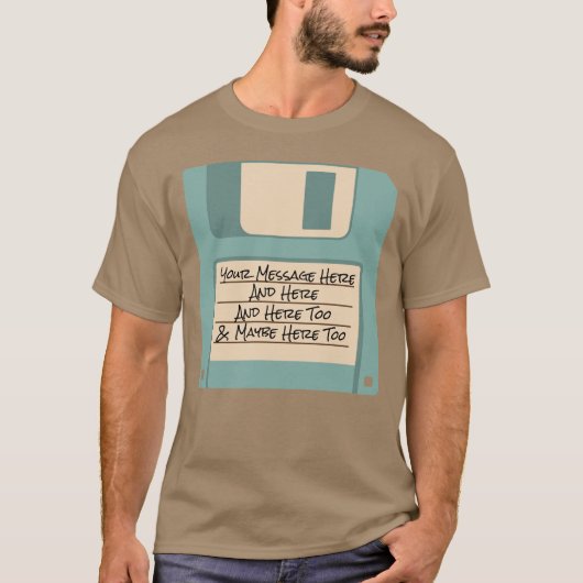 Aangepaste bericht computer diskette T-shirt (Voorkant)