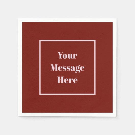 Aangepaste Bericht Cranberry en Licht Roze Partij Servet (Voorkant)