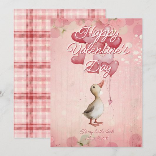 Aangepaste Bericht Eend Dier Valentijnsdag Feestdagenkaart (Voorkant / Achterkant)