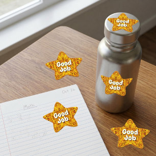 Aangepaste Bericht (Glitter Gouden Ster) Kinderen Ster Sticker