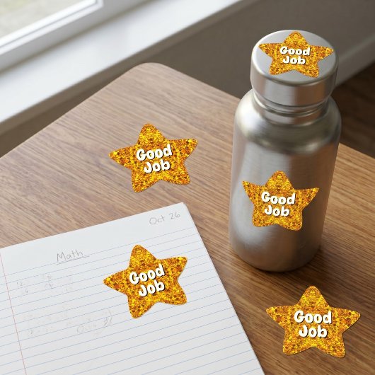 Aangepaste Bericht (Glitter Gouden Ster) Kinderen Ster Sticker