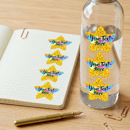 Aangepaste bericht holografische gouden ster-onder ster sticker