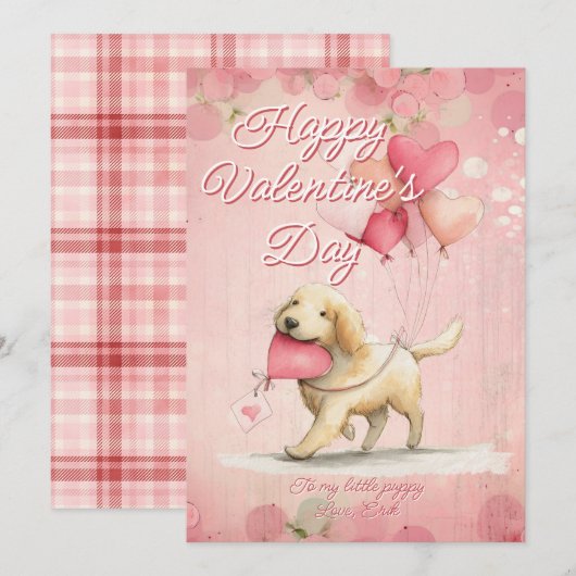 Aangepaste Bericht Hond Dier Valentijnsdag Feestdagenkaart (Voorkant / Achterkant)