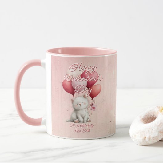 Aangepaste bericht kat dier Valentijnsdag Mok (Met donut)
