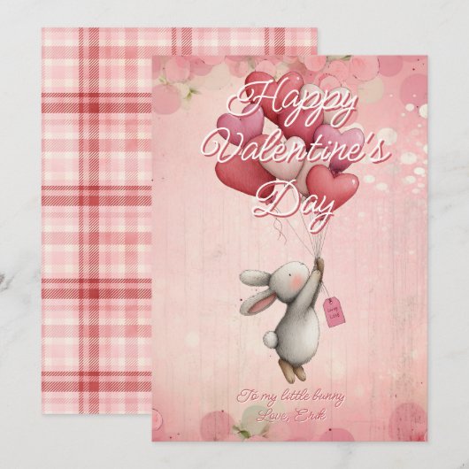 Aangepaste bericht konijn Dierendag Valentijnsdag Feestdagenkaart (Voorkant / Achterkant)
