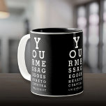 Aangepaste Bericht Leuke Oogzicht Opticien Grafiek Tweekleurige Koffiemok<br><div class="desc">Voeg je eigen bericht toe aan creëer een uniek,  leuk cadeau. Ontworpen door: Thisnotme©</div>