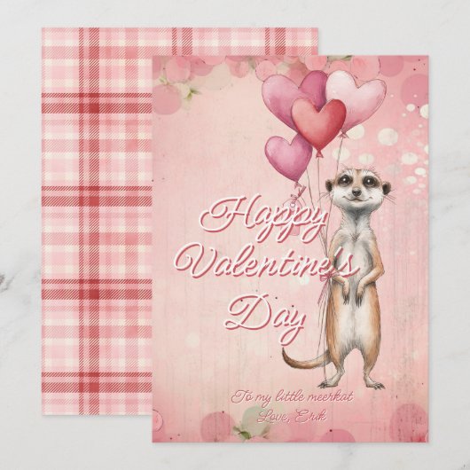 Aangepaste Bericht Meerkat Dier Valentijnsdag Feestdagenkaart (Voorkant / Achterkant)